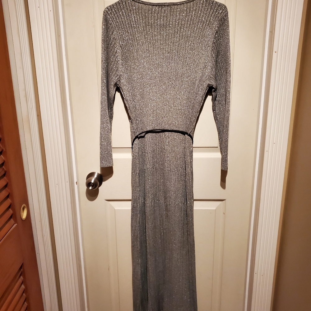 Calvin Klein Metallic Sweater Dress w/belt - Picture 3 of 3